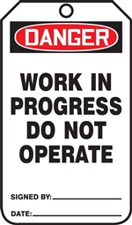 Safety Tag - Danger Work in Progress DNO | HCL Labels