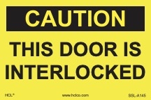 Caution Sign - This Door Is Interlocked | HCL Labels